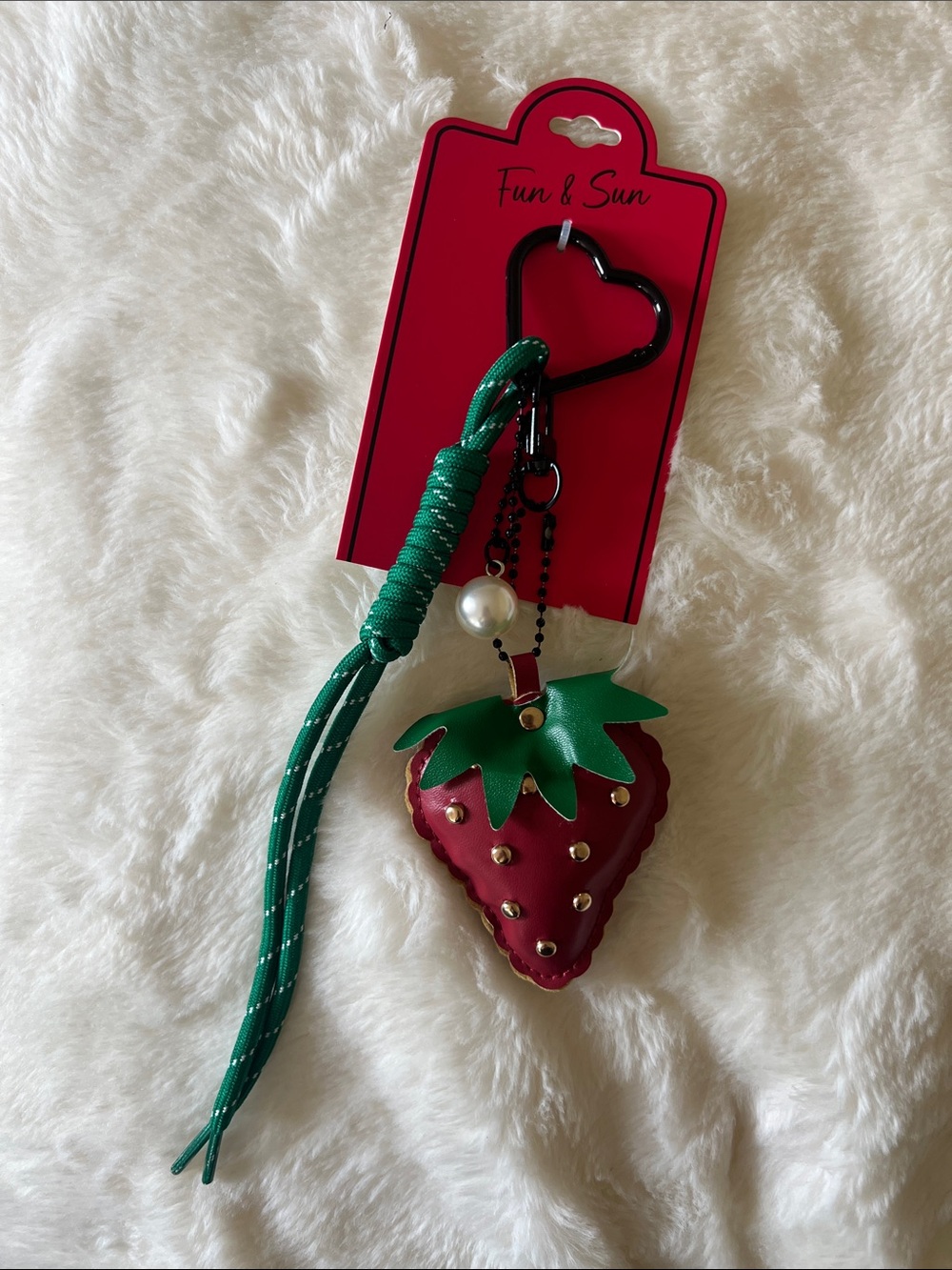 Strawberry Keychain Charm - Red/Green